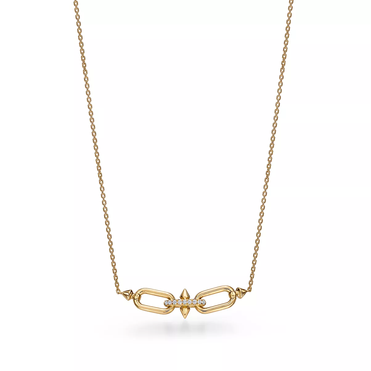 East West Pendant in Gold with Diamonds