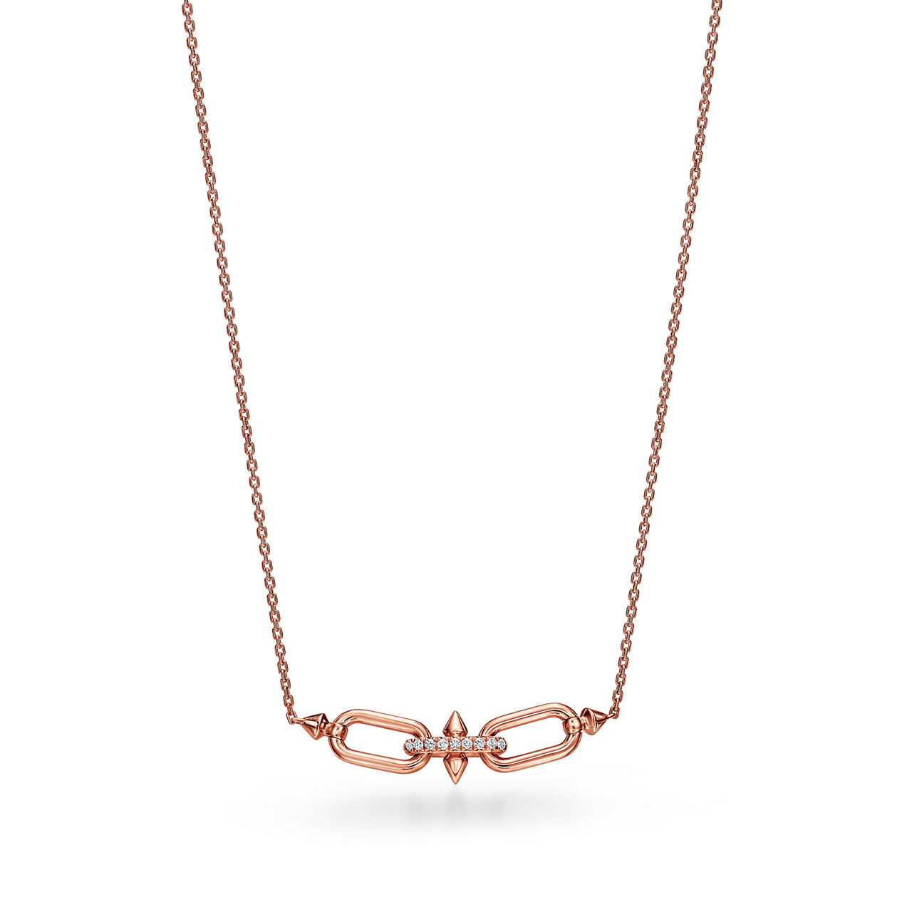 East West Pendant in Rose Gold with Diamonds