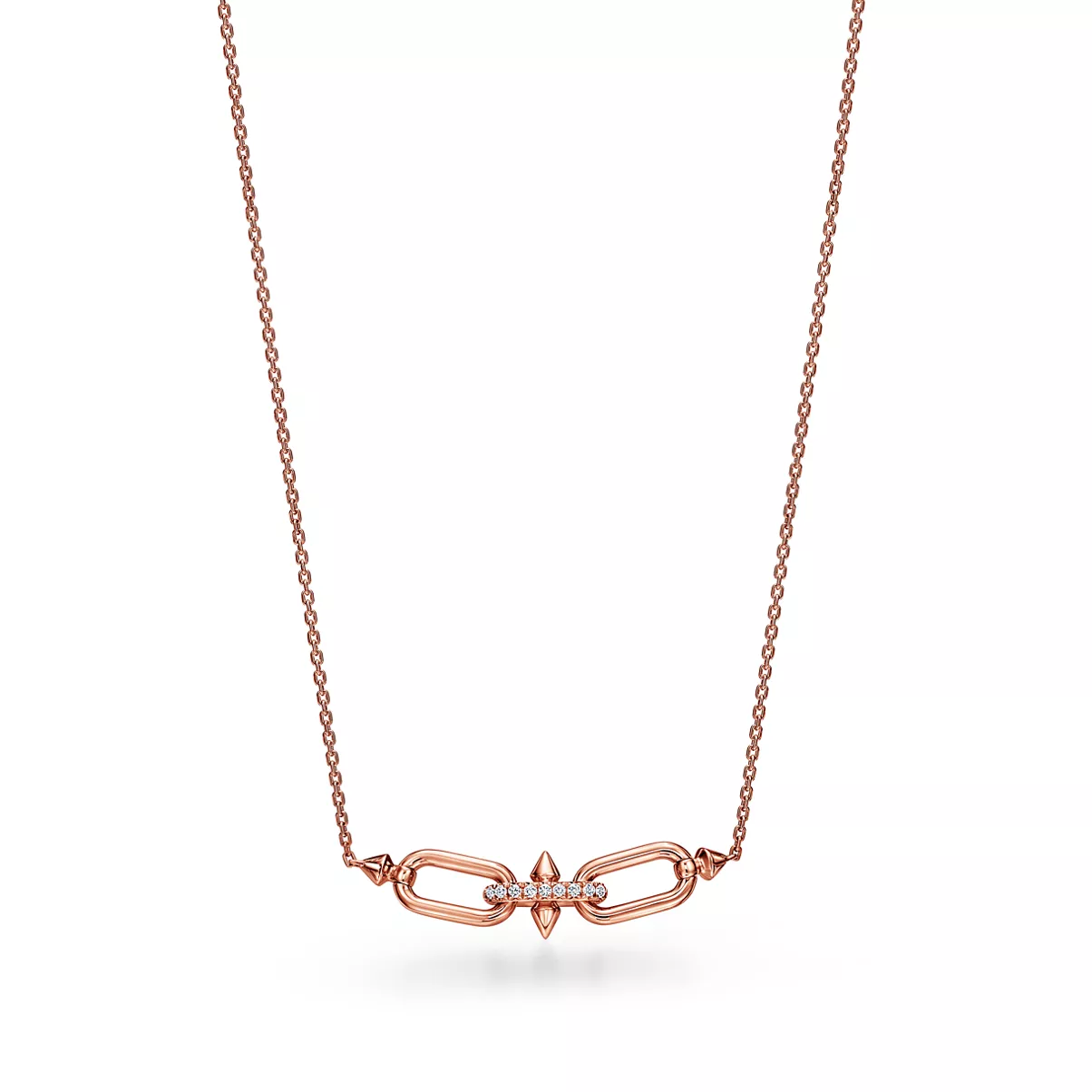 East West Pendant in Rose Gold with Diamonds