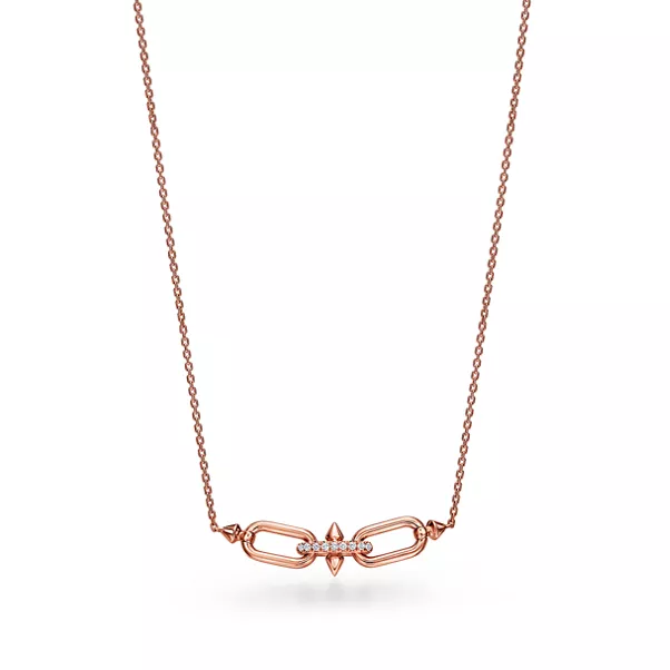 East West Anhänger in Roségold mit Diamanten