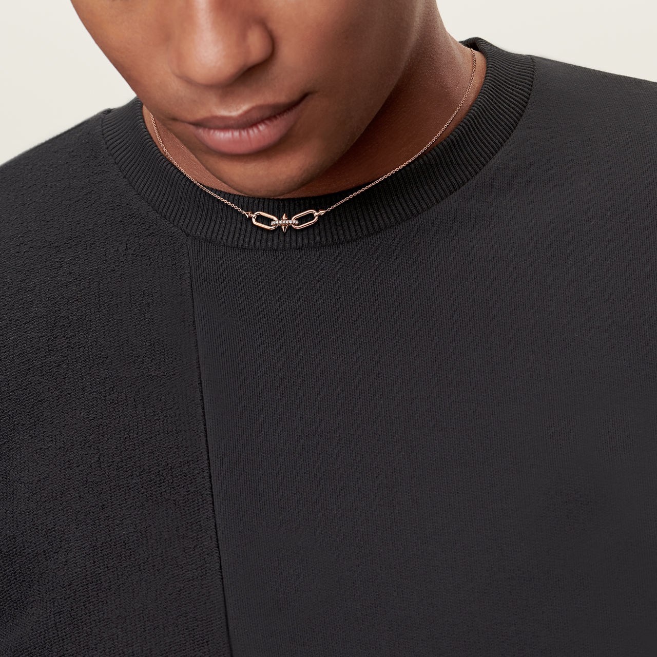 Tiffany Titan by Pharrell Williams:East West Pendant in Rose Gold with Diamonds image number 2
