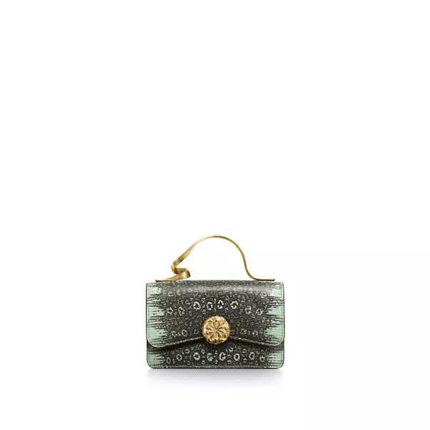 Ribbons Top Handle Bag in Lizard Leather