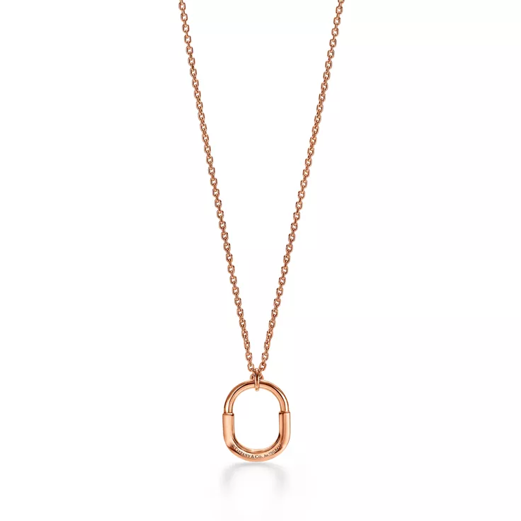 Tiffany Lock:Small Pendant in Rose Gold with a Pink Sapphire, 4