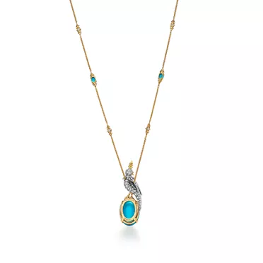 Bird on a Rock by Tiffany:Pendant in Gold and Platinum with Turquoise, Diamonds and Rubies, 3