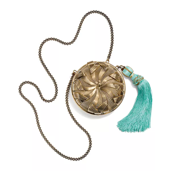 Ribbons Round Minaudière in Gold-plated Brass