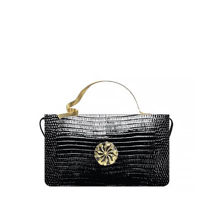 Ribbons Top Handle Bag in Lizard Leather