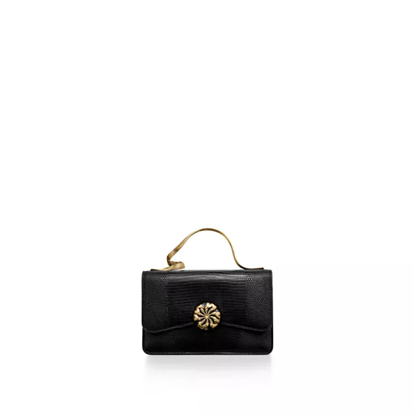 Ribbons Top Handle Bag in Lizard Leather