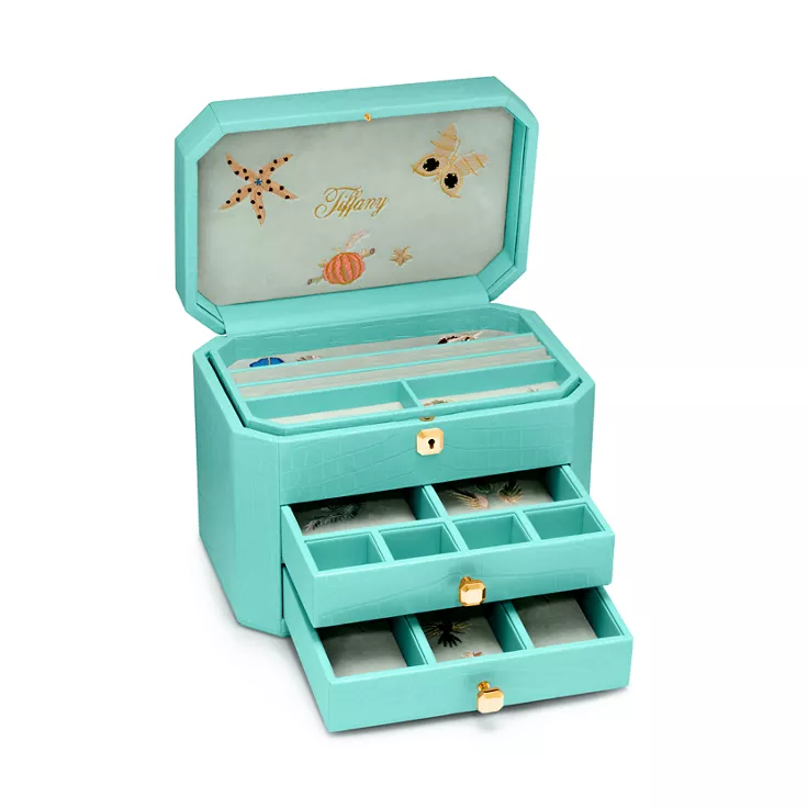 Tiffany Facets:Double Extra Large Jewelry Box in Tiffany Blue® Alligator, 1