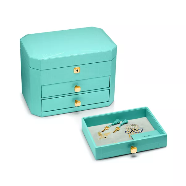 Double Extra Large Jewelry Box in Tiffany Blue® Alligator