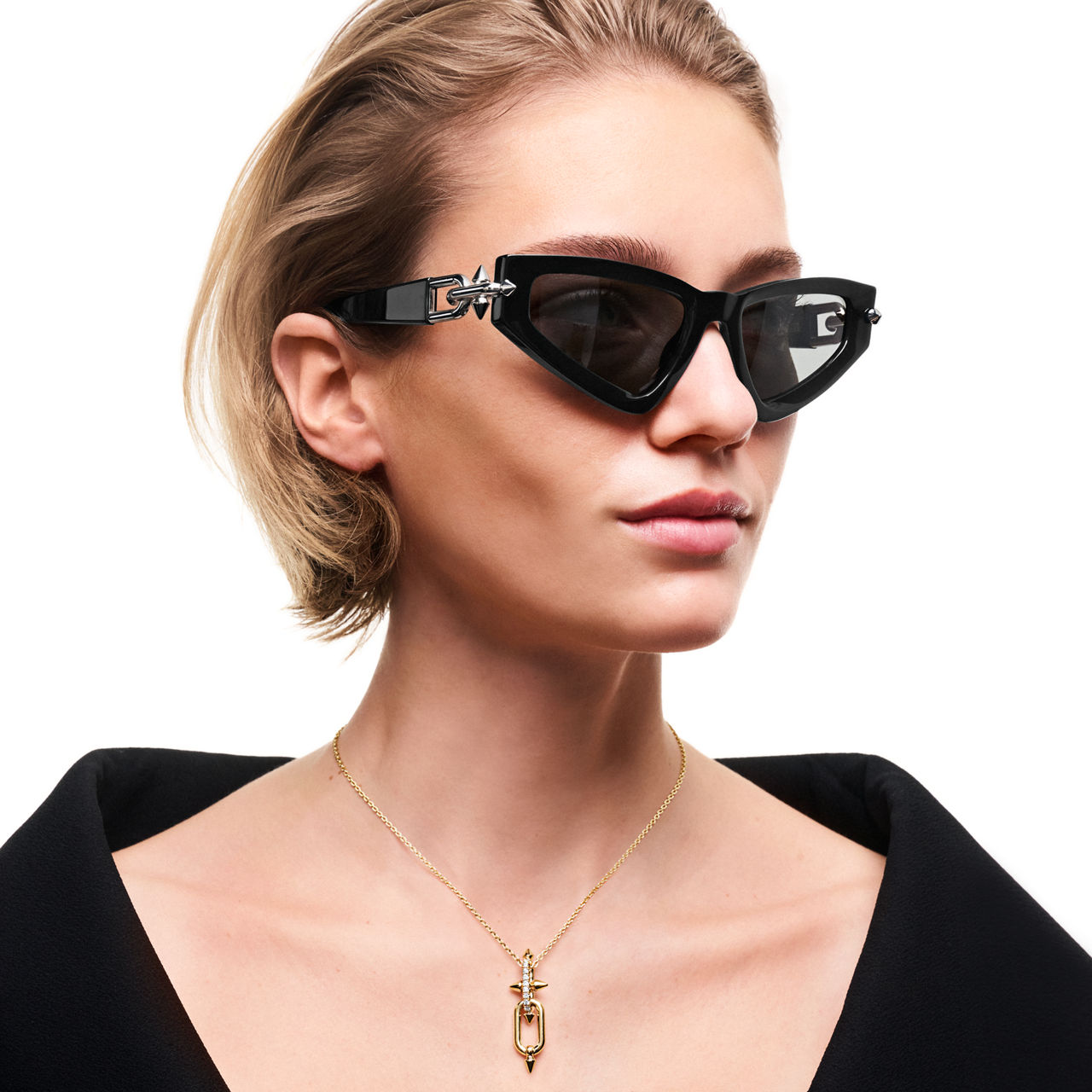 DOWNTOWN Sonnenbrille aus schwarzem Acetat