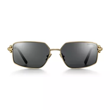 Tiffany HardWear:Sunglasses in Pale Gold-coloured Metal with Dark Grey Lenses, 2