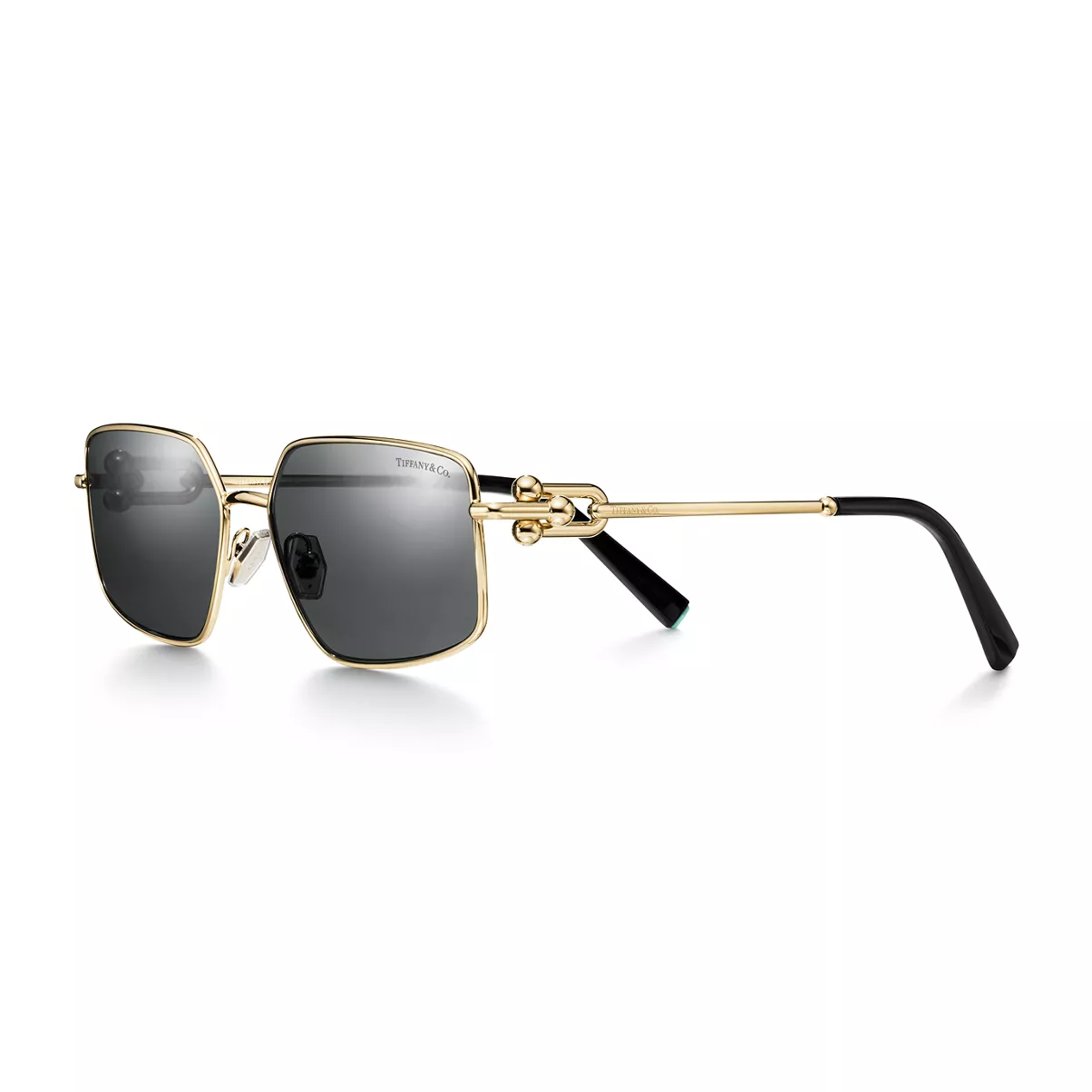 Sunglasses in Pale Gold-coloured Metal with Dark Grey Lenses