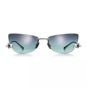 Tiffany HardWear:Sunglasses in White Gold-plated Metal with Tiffany Blue&reg; Lenses, 2
