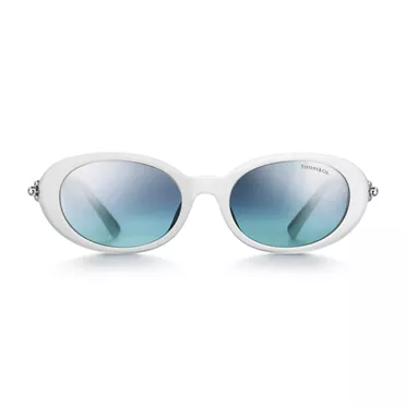 Tiffany HardWear:Sunglasses in White Acetate with Azure Blue Gradient Lenses, 2