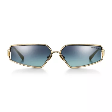 Tiffany T:Sunglasses in Gold-plated Metal with Azure Grey Gradient Lenses, 2
