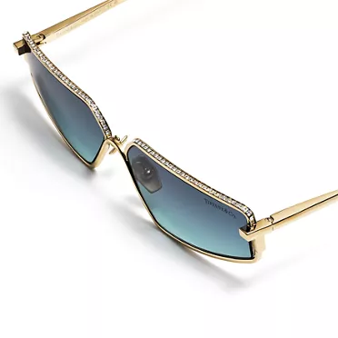 Tiffany T:Sunglasses in Gold-plated Metal with Azure Grey Gradient Lenses, 3