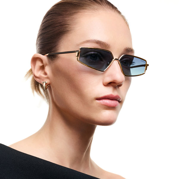 Tiffany T:Solaires en métal plaqué or et verres dégradés gris azuré