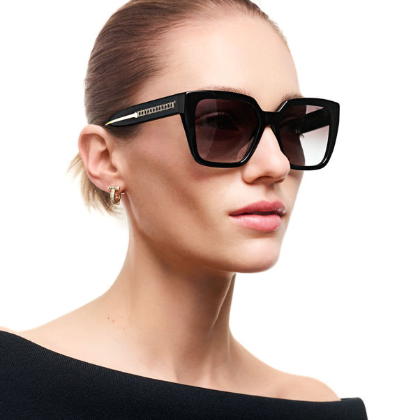 Tiffany T:Solaires en acétate noir et verres dégradés gris