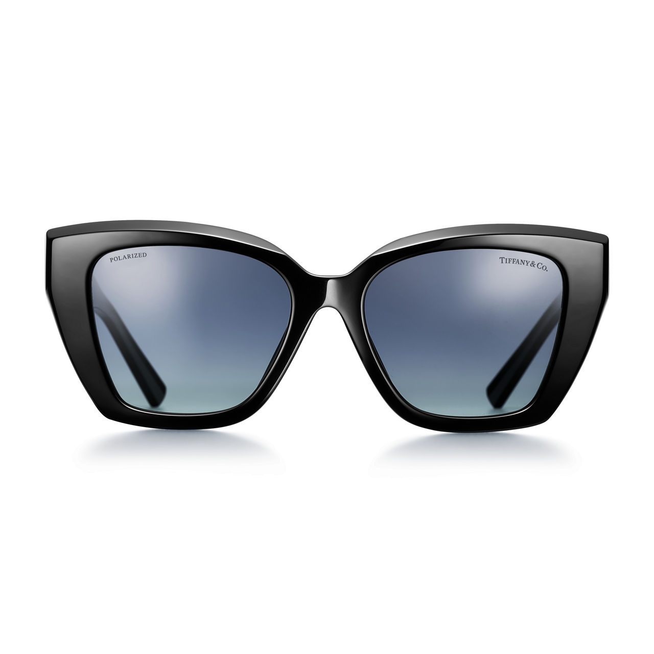 Sonnenbrille aus schwarzem Acetat, Farbverlauf azur-dunkelblau