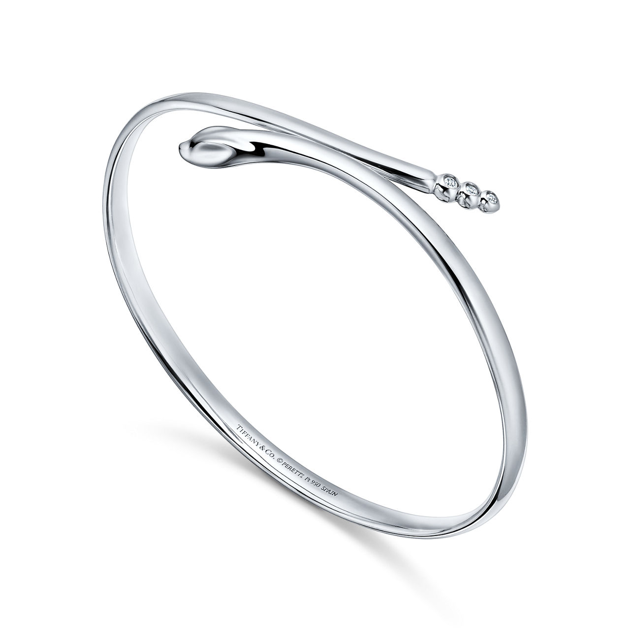 Elsa Peretti®:Snake Bangle in Platinum with Diamonds image number 3