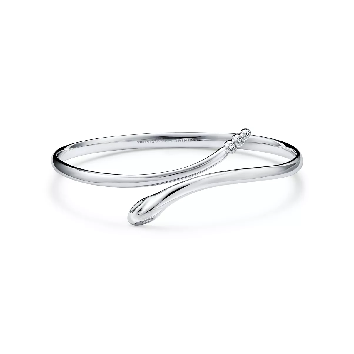 Snake Bangle in Platinum with Diamonds