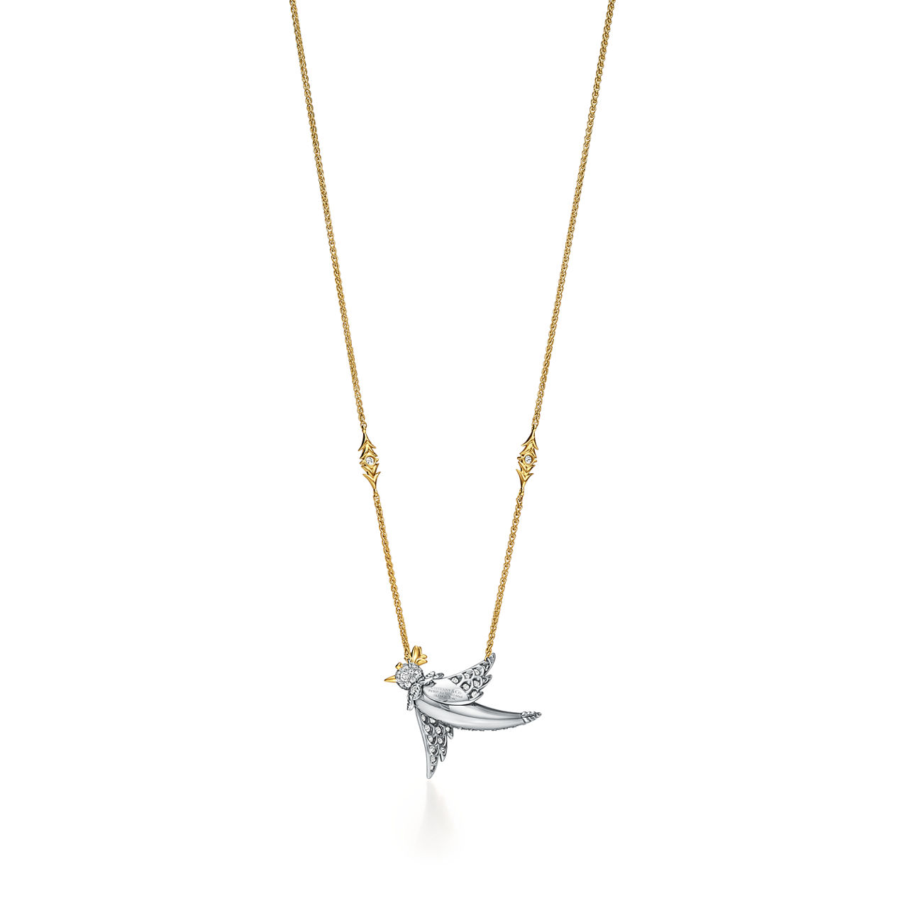 Bird on a Rock by Tiffany:Bird Pendant in Platinum and Gold with Diamonds image number 3