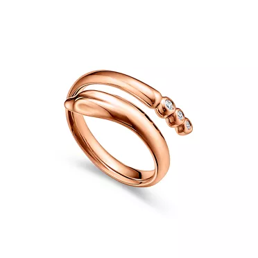 Elsa Peretti&trade;:Snake 戒指 玫瑰金鑲鑽, 2