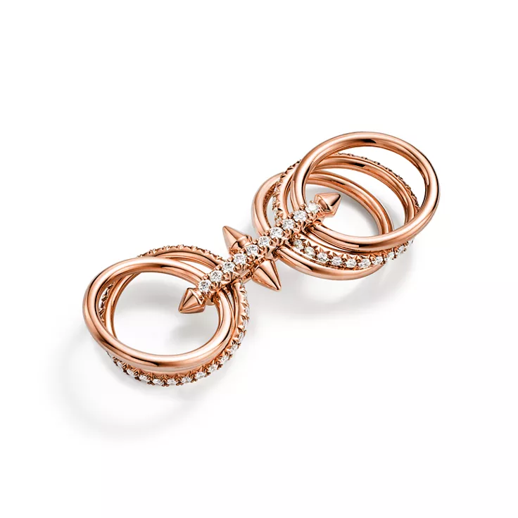 Tiffany Titan by Pharrell Williams:Five-row Ring in Rose Gold with Diamonds, 5