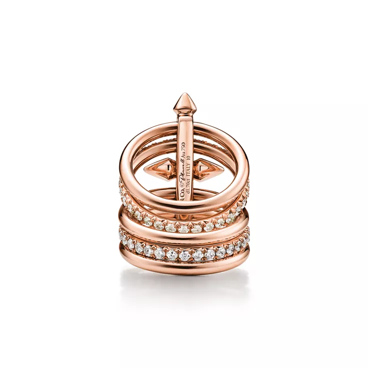Tiffany Titan by Pharrell Williams:Bague à cinq rangées en or rose et diamants, 4
