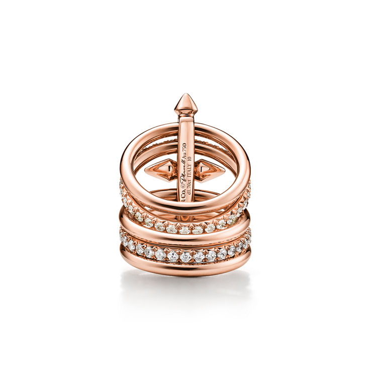 Tiffany Titan by Pharrell Williams:Five-row Ring in Rose Gold with Diamonds image number 4