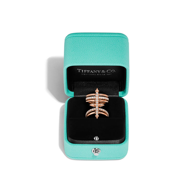 Tiffany Titan by Pharrell Williams:Five-row Ring in Rose Gold with Diamonds image number 6