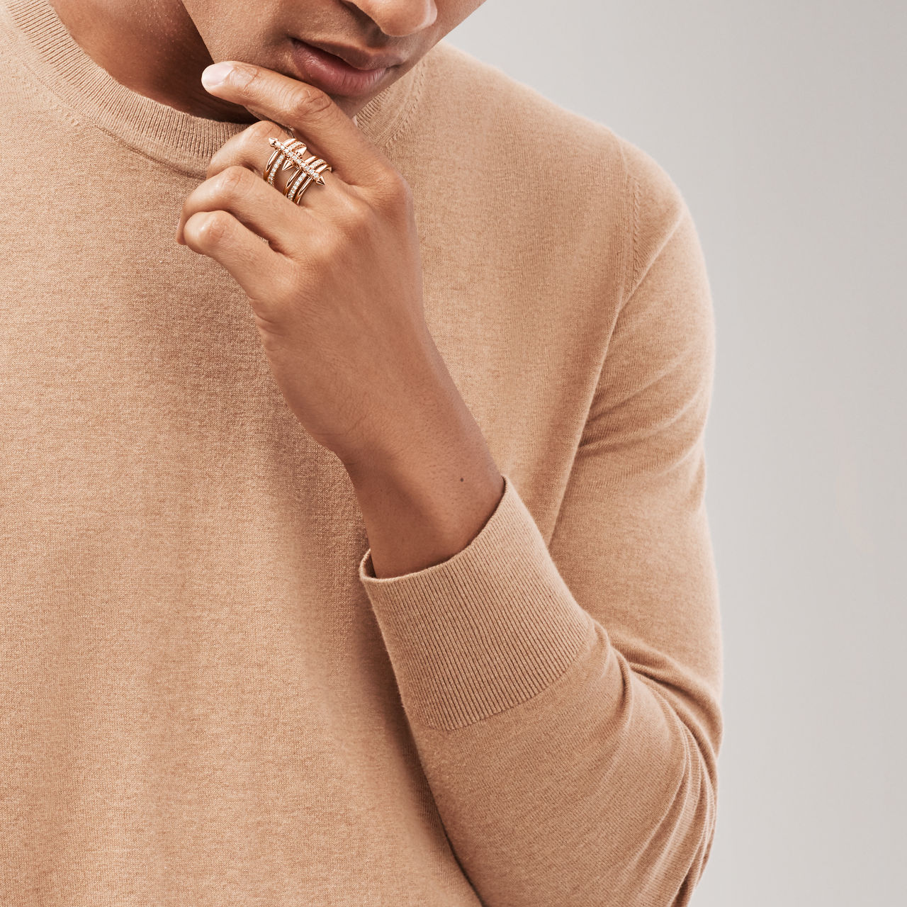 Tiffany Titan by Pharrell Williams:Five-row Ring in Rose Gold with Diamonds image number 2