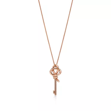 Tiffany Knot:Mini Key Pendant in Rose Gold with Diamonds, 3