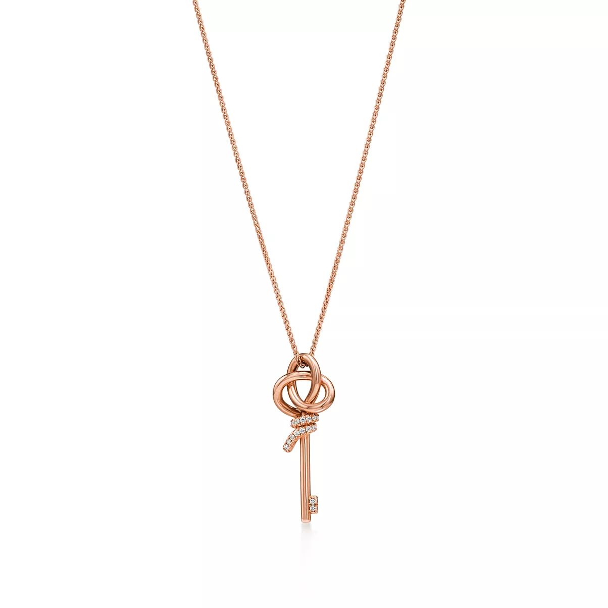 Mini Key Pendant in Rose Gold with Diamonds