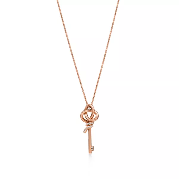 Schlüssel-Anhänger in Mini in Roségold mit Diamanten