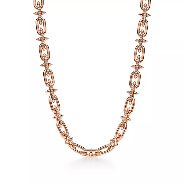 Halskette in Roségold mit Diamanten