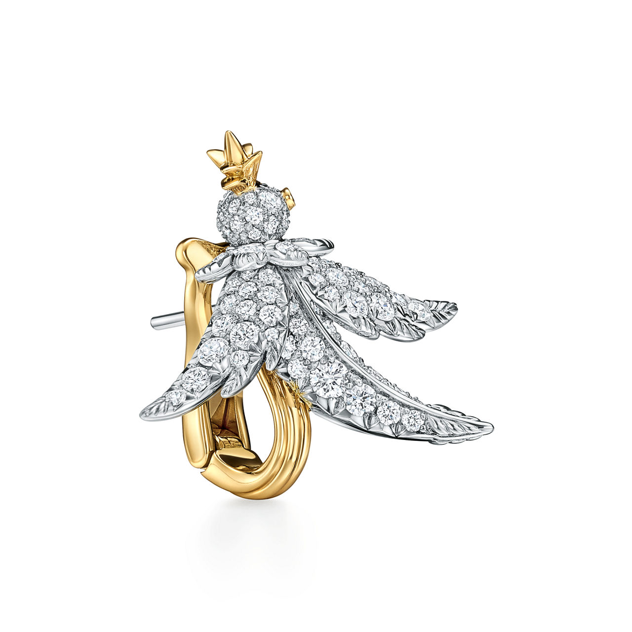 Bird on a Rock by Tiffany:Bird Earrings in Platinum and Gold with Diamonds image number 2