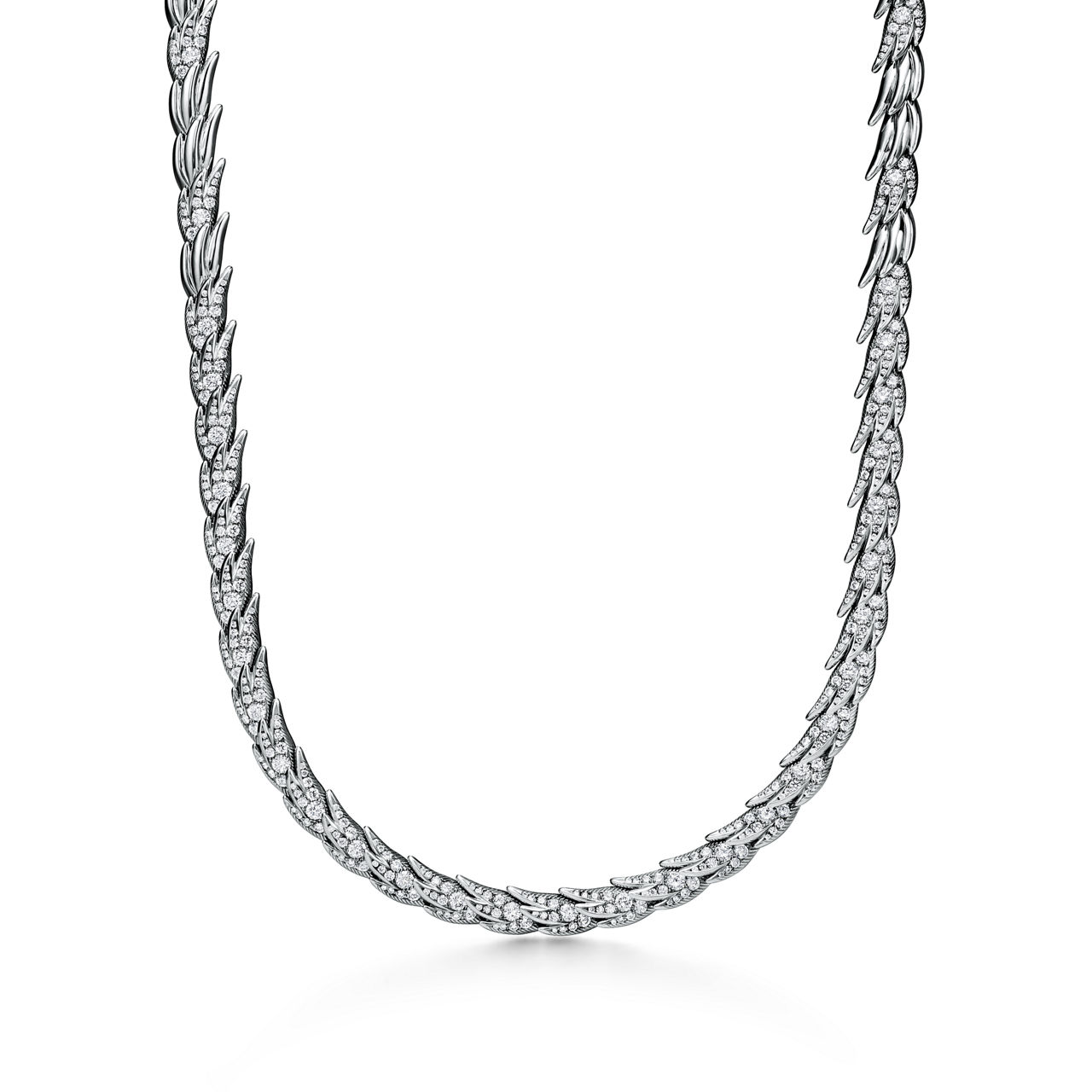 Wings Pav&eacute; Necklace in Platinum with Diamonds