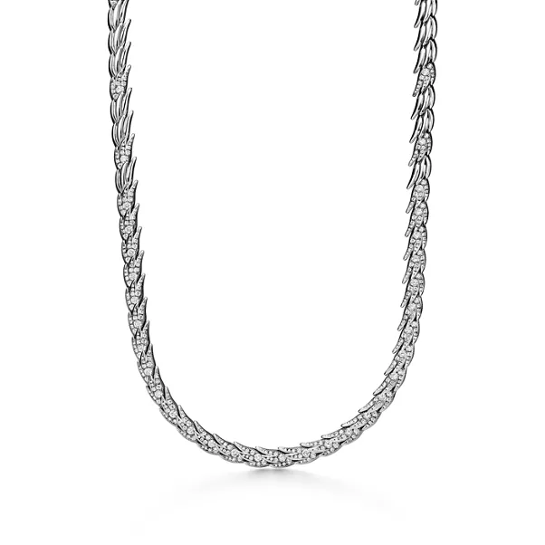 Wings Pavé Necklace in Platinum with Diamonds