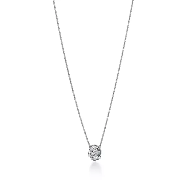Colgante Wings estilo rolo de platino con diamantes