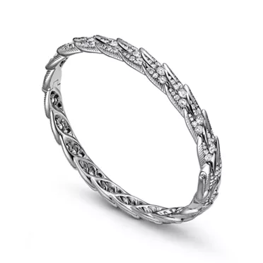 Bird on a Rock by Tiffany:Wings Wide Bangle in Platinum with Diamonds, 2