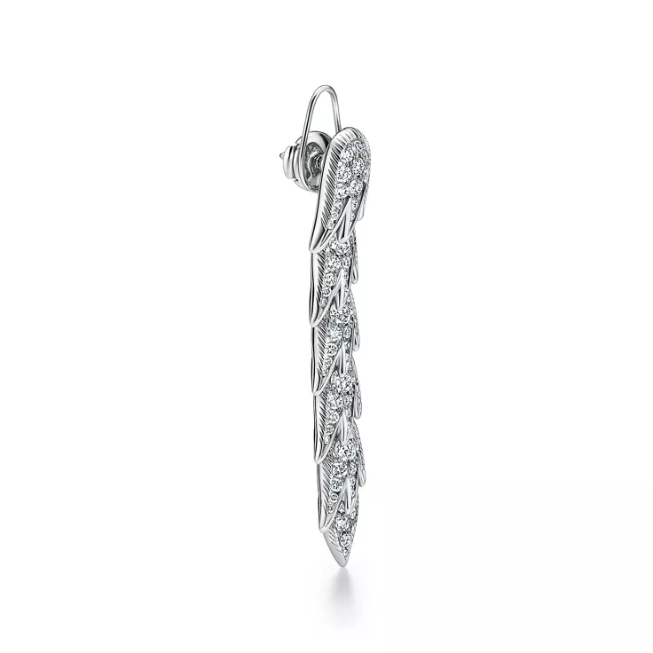 Bird on a Rock by Tiffany:Wings Drop Earrings in Platinum with Diamonds, 8