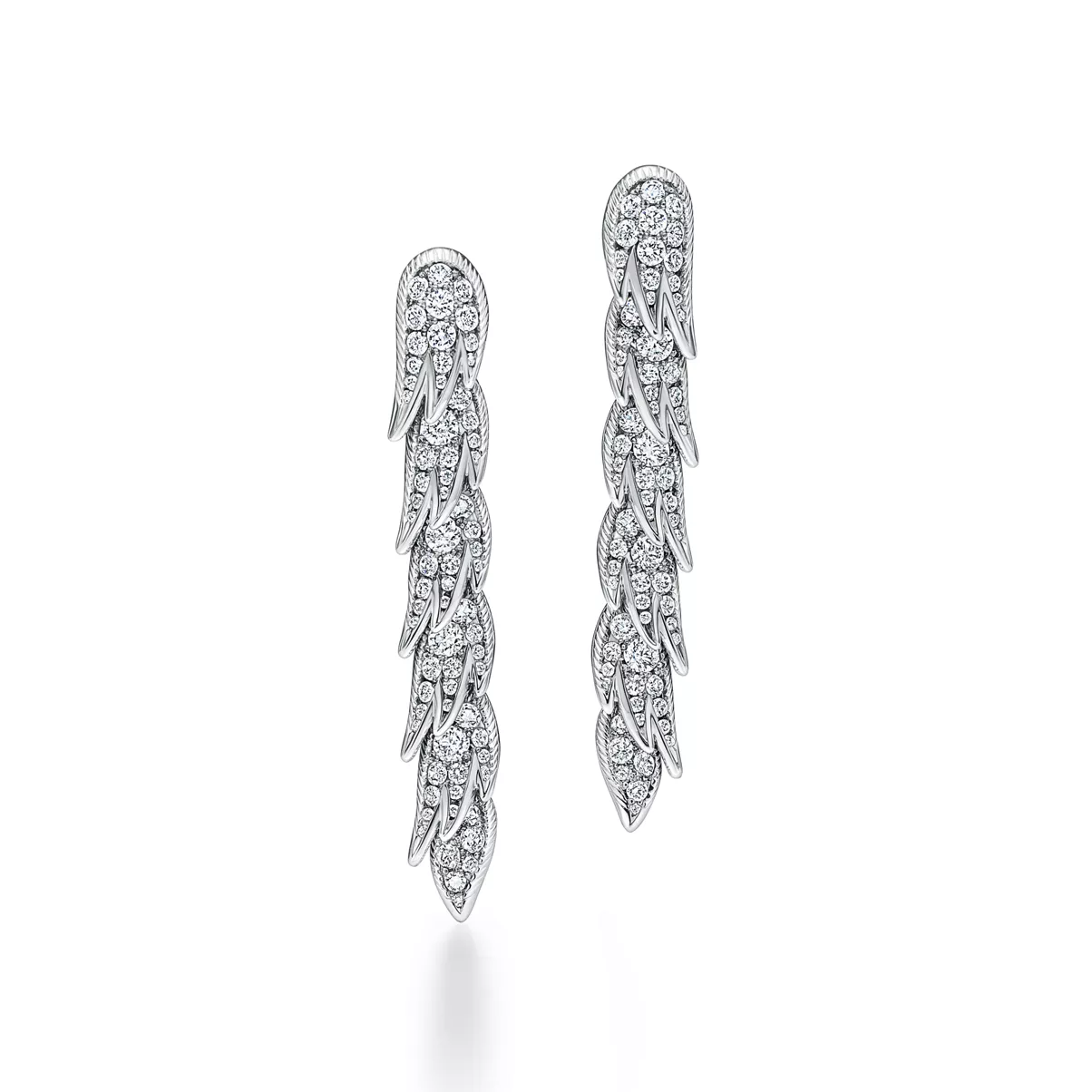 Wings Drop Earrings in Platinum with Diamonds