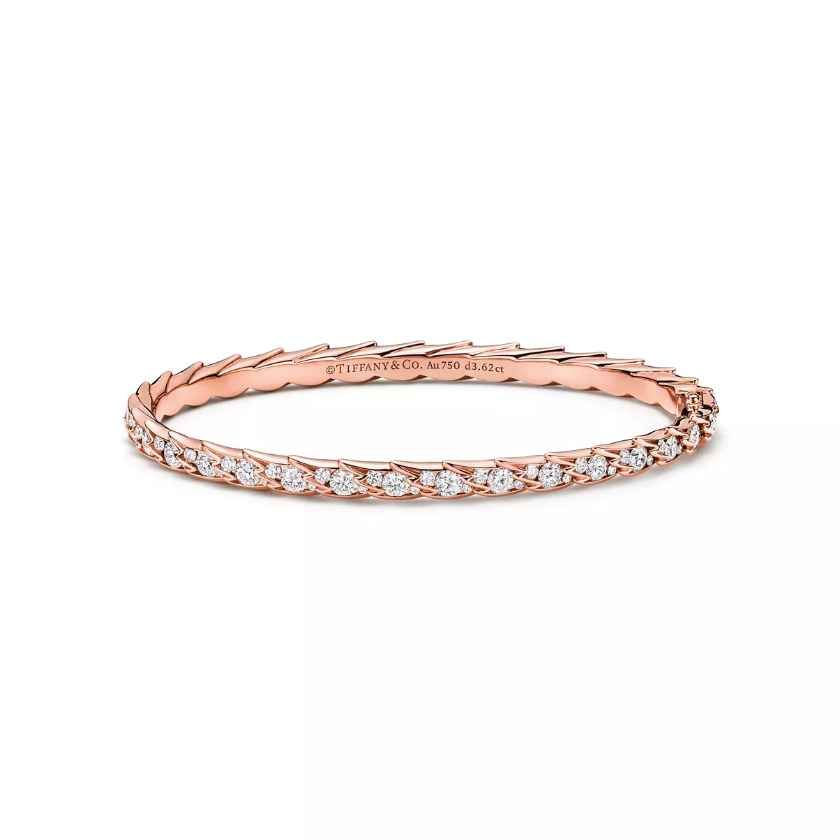 Wings Narrow Bangle in Rose Gold with Diamonds