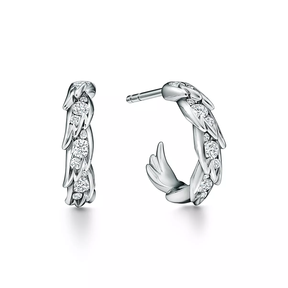 Orecchini Wings a cerchio in platino con diamanti