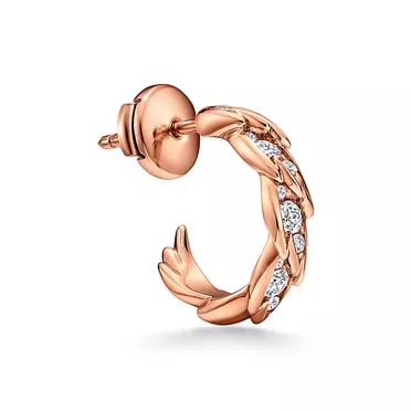 Bird on a Rock by Tiffany:Wings Hoop Earrings in Rose Gold with Diamonds, 2