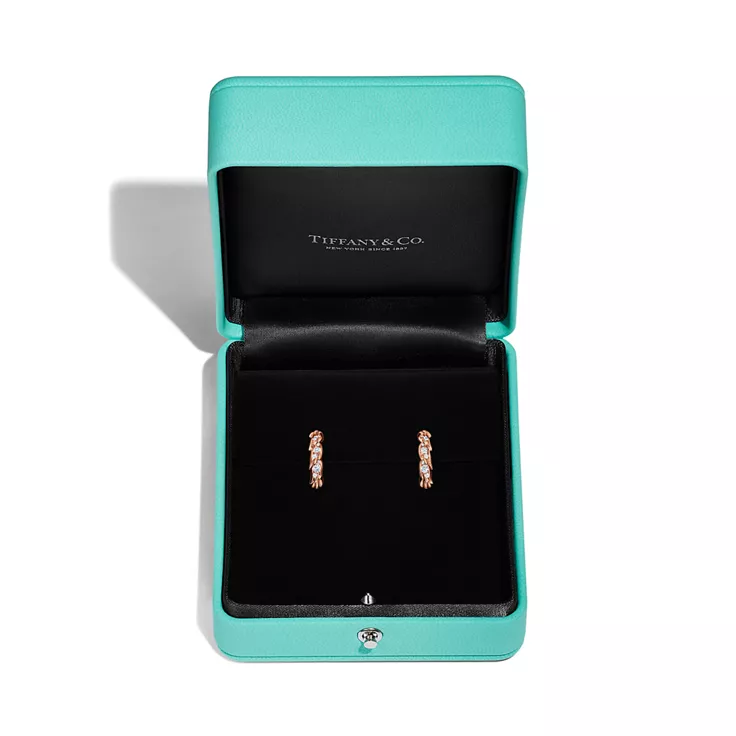 Bird on a Rock by Tiffany:Wings Hoop Earrings in Rose Gold with Diamonds, 4