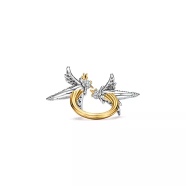 Bird on a Rock by Tiffany:Lovebirds Ring in Platinum and Gold with Diamonds, 3