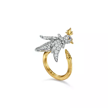 Bird on a Rock by Tiffany:Bird Ring in Platinum and Gold with Diamonds, 2