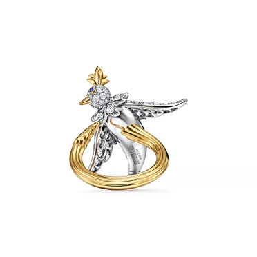 Bird on a Rock by Tiffany:Bird Ring in Platinum and Gold with Diamonds, 3